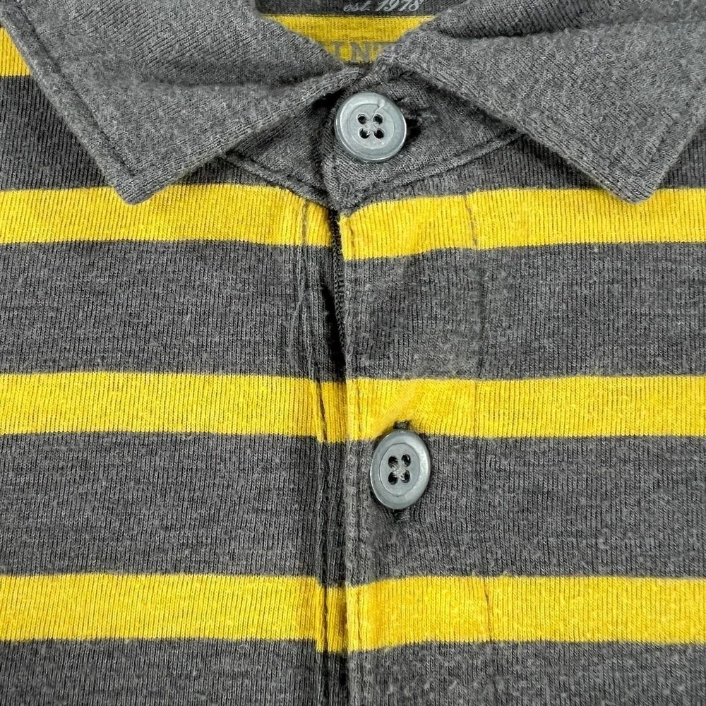Banana Republic Mens Size Medium Gray‎ Yellow Striped Short Sleeve Polo Shirt